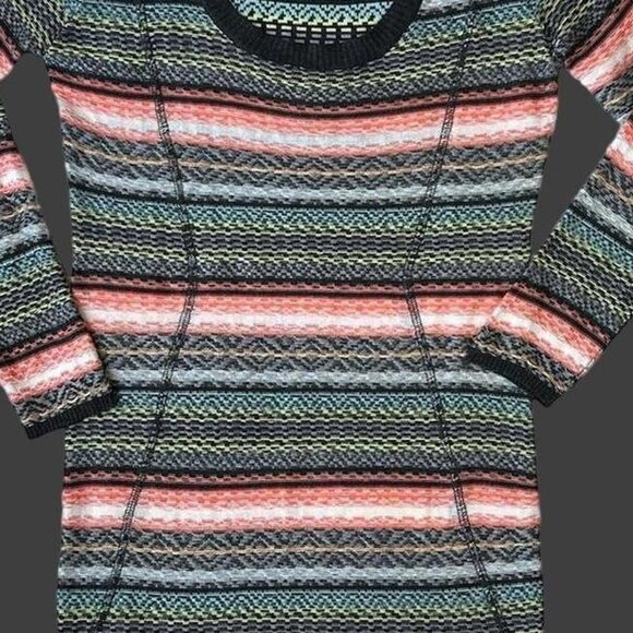 striped knit sweater mini dress fair isle pattern poof size M - Picture 4 of 7